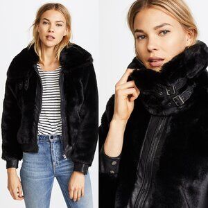 Blank NYC Black Faux Fur Leather Jacket